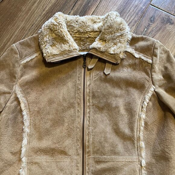 Wilson's Women's Coat Suede Leather Maxima Sherpa Lining Tan Medium EUC - Picture 4 of 10
